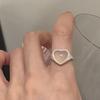 Vintage Silver Color Love Heart Ring for Women Girl Trendy Simple Temperament Sweet Wedding Bride Aesthetic Jewelry Gift