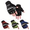 1pair Durable Black Steel Knuckle Motorcycle Gloves for Ultimate Protection and Comfort