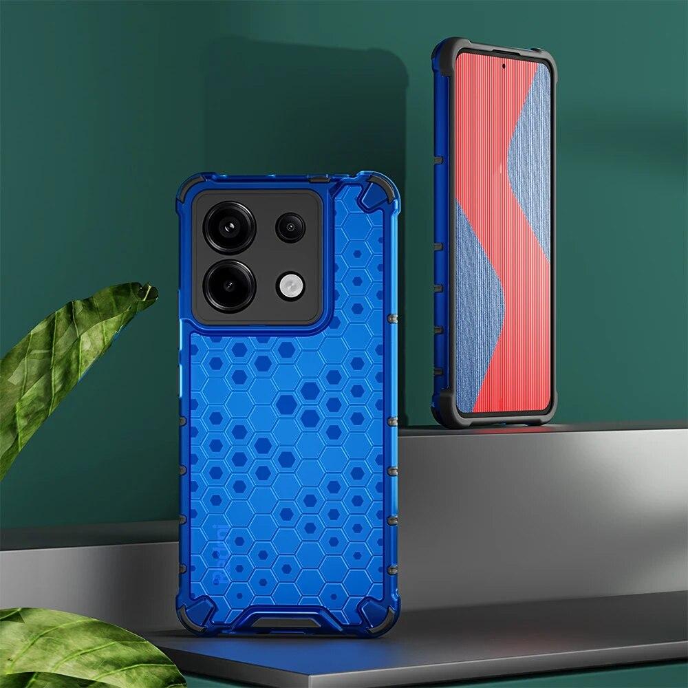 KEYSION Shockproof Armor Case for Redmi Note 13 Pro 5G Silicone+PC Transparent Honeycomb Phone Cover for Redmi Note 13 Pro+ 5G