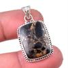 Natural Black Copper Turquoise 925 Solid Sterling Silver Gift Pendant 1.50" W0p35