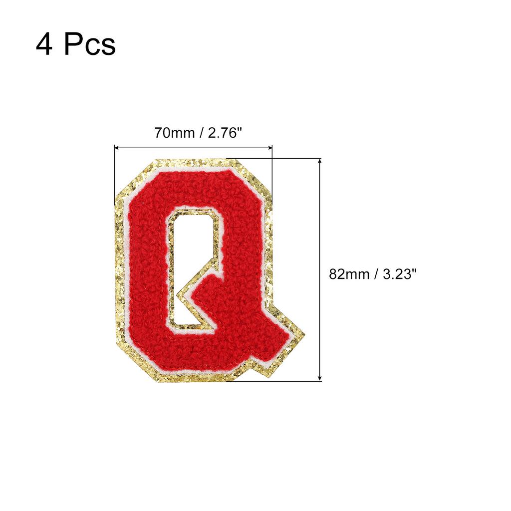 4pcs Embroidered Letter Patches Chenille Letter Patches Iron on Letter Patches Embroidery Patch Iron for Clothing Shoes Hats Red