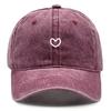 Little Heart Print Snapback Sun Hat Washed Retro Man Cap Adjustable Baseball Cap Perfect For Daily Wear One Size Fits All