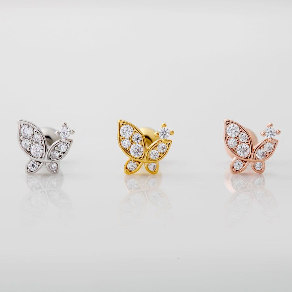 Choose One of Three Types of Petit Fly Pins, Surgical Piercing Cubic