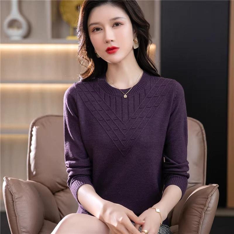 Осень-зима женский свитер с круглым вырезом, однотонные пуловеры, весенние теплые облегающие рубашки с длинным рукавом, повседневные женские джемперы