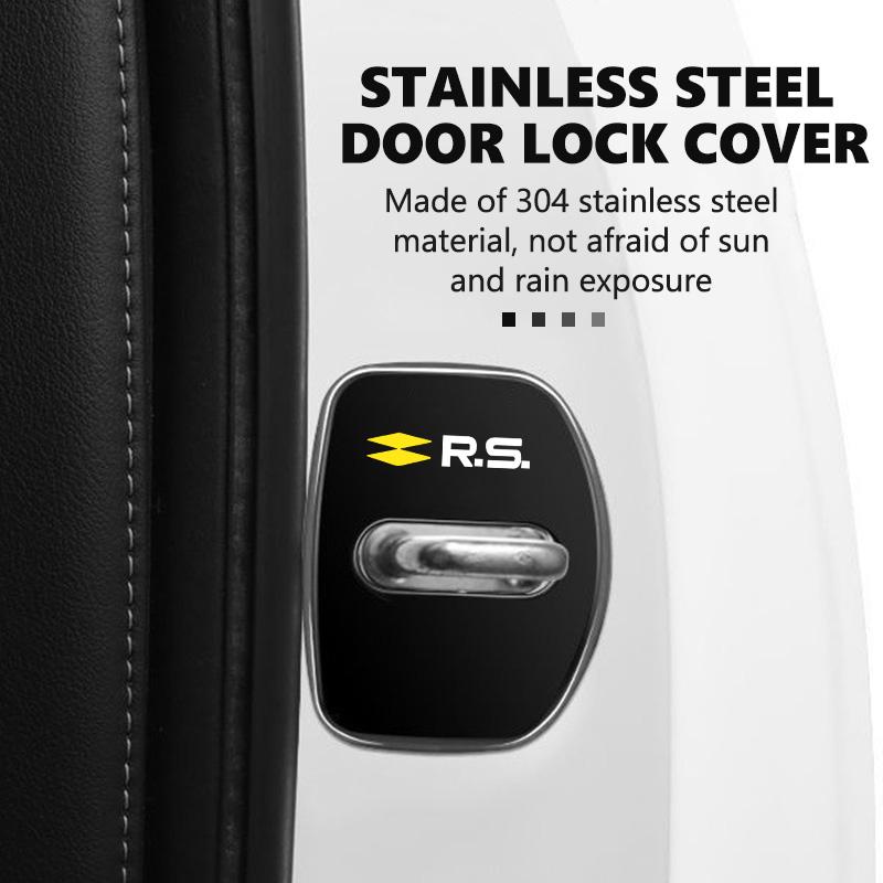 Stainless Steel Car Door Lock Buckle Trim Anti-Collision Protective For Renault YSymbol Clio 3 4 Sparco Dacia RS Megan Scenic