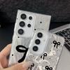 Тонкий чехол TPU с мягким краем и узором в виде банта для Samsung S25 Ultra S24 FE S23 A56 A36 A16 A55, сверкающий перьями, ударопрочный, блестящий, жесткий чехол для задней панели из ПК