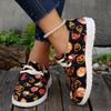 Colorful Pumpkin Print Casual Sneakers for Women Soft Bottom Lightweight Slip On Loafers Woman Comfortable Non Slip Flat Shoes