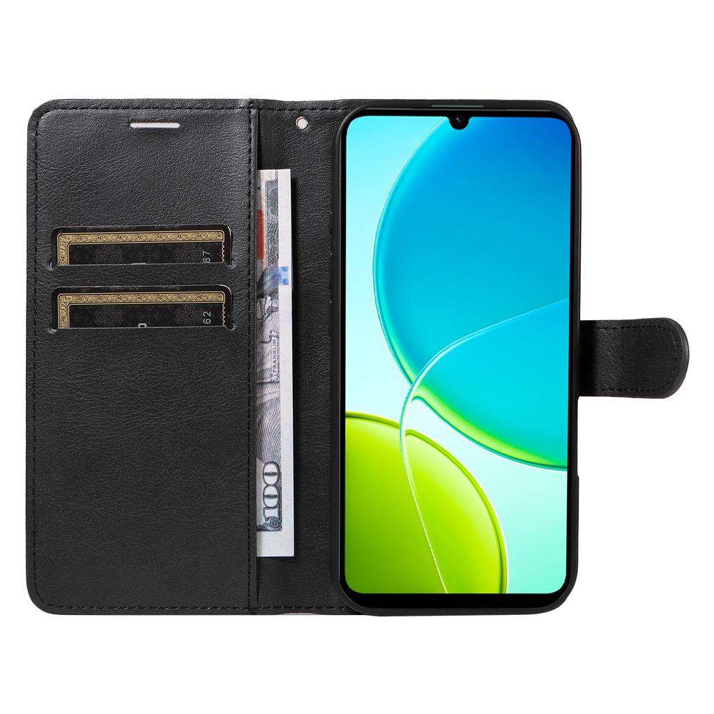 Кожаный чехол-кошелек для vivo Y04 4G/vivo Y29s 5G с ремешком, однотонная крышка-подставка для телефона
