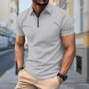 Men's Shirt Polo Casual Zip Short Sleeve Fashion Casual Zipper Summer Spring Regular Fit 3D Naked Color Print Shirt