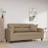 VidaXL 2-seater Sofa with Pillows Cappuccino 140 Cm Faux Leather, Sofa, Loveseat, Living Room Sofa, Sofas, Sofa 3200992