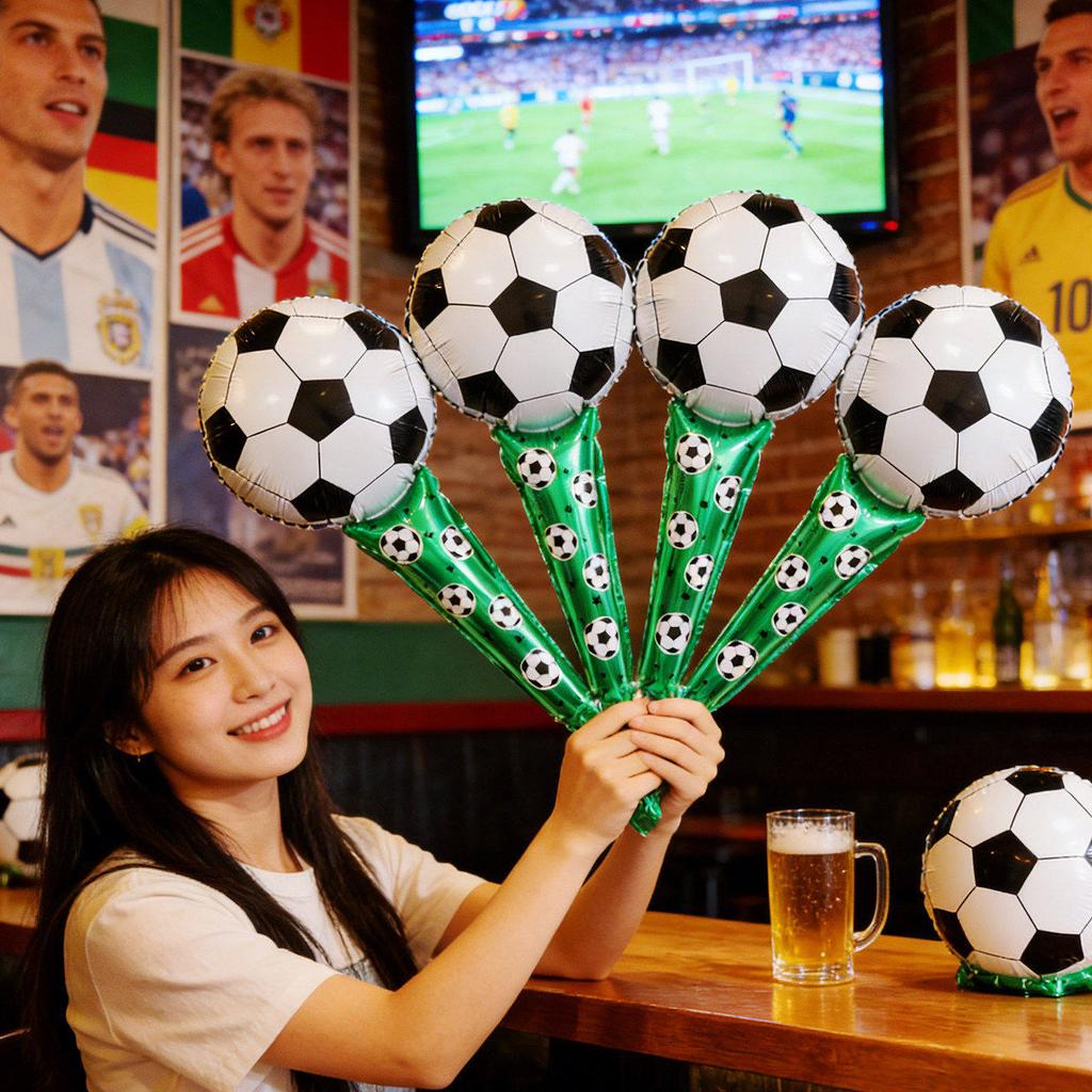 2026 USA Canada Mexico for Football-Themed Mouse Head Aluminum Alloy Handheld Foil Balloons Cheering Sticks