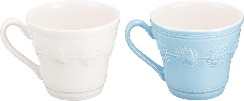 [Официальная свадебная упаковка Wedgwood] Пара кружек "Праздничная" 350 мл Слоновая кость/Синий Свадебная посуда Подарок Свадебный подарок для молодоженов aB1054014 Genu