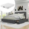 1 Set Upholstered Bed Tufted Waffle Stitching Classic Comfy Sleep Pure Color Mattress Bed Household Supplies