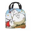 Nyanko Great War Lunch Bag For Girls Battle Custom Lunch Box Cute Outdoor Picnic Cooler Bag Portable Zipper Oxford Tote Food Bag