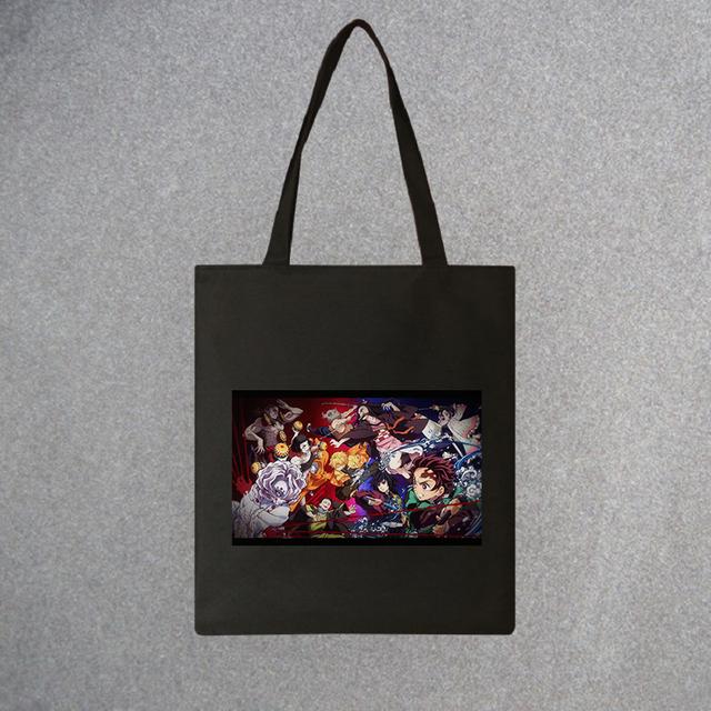 Demon Slayer, модная холщовая сумка из японского аниме, Harajuku, готический топ, женские сумки большой вместимости, винтажная сумка, белая сумка на плечо
