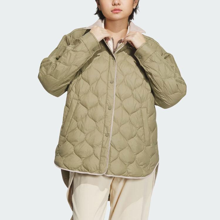 adidas Оригинальная теплая женская куртка-пуховик с цветным логотипом и логотипом зеленая IN0980