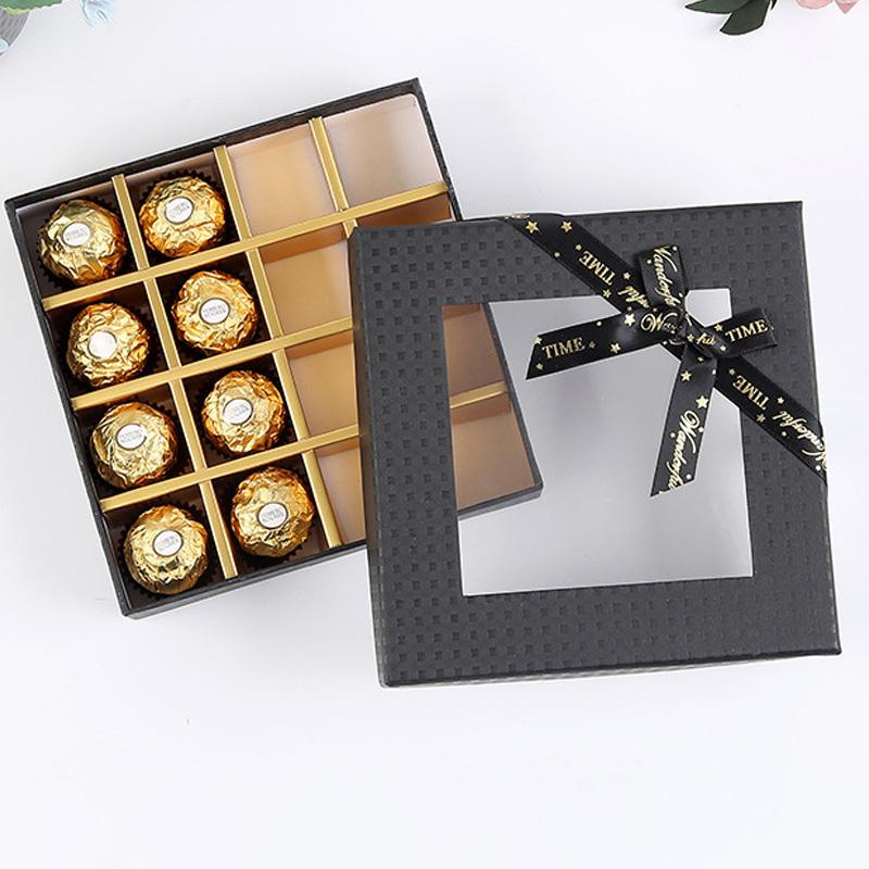 Chocolate Box Paper Gift Packaging Box With Clear Window Cookie Chocolate Gift Boxes Handmade Truffle Candy Case Party Supplies