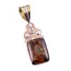 Natural Pietersite Gemstone 925 Solid Sterling Silver TwoTone Pendant 1.75" S3d00