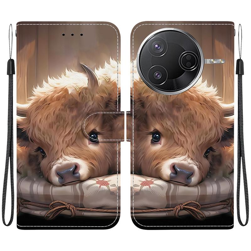 Чехол Животное Лев Панда Кожаный Чехол для Телефона Для Xiaomi Poco M7 C71 C75 F7 Ultra X7 Pro 5G Кошелек Флип Карта Магнитные Защитные Чехлы