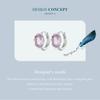 Bamoer 925 Sterling Silver Pink Square Gemstone Ear Buckles Sweet Hoop Earrings for Women Girls Original Design Fine Jewelry