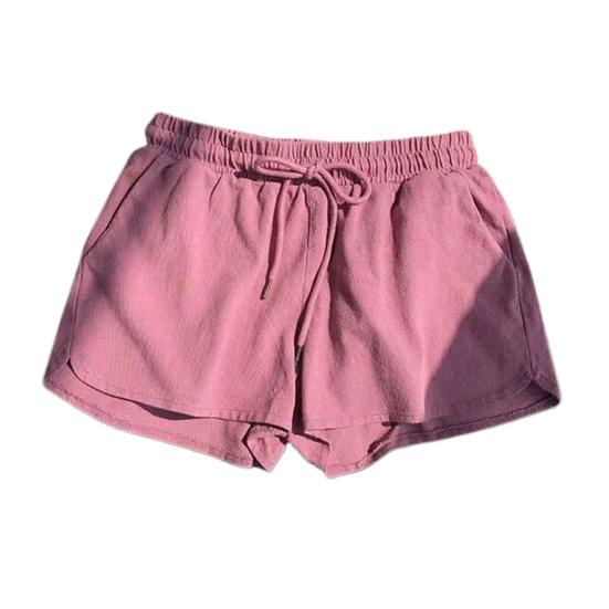 Женские летние спортивные шорты с высокой эластичной резинкой на талии, однотонные плиссированные боковые карманы трапециевидной формы, свободные повседневные