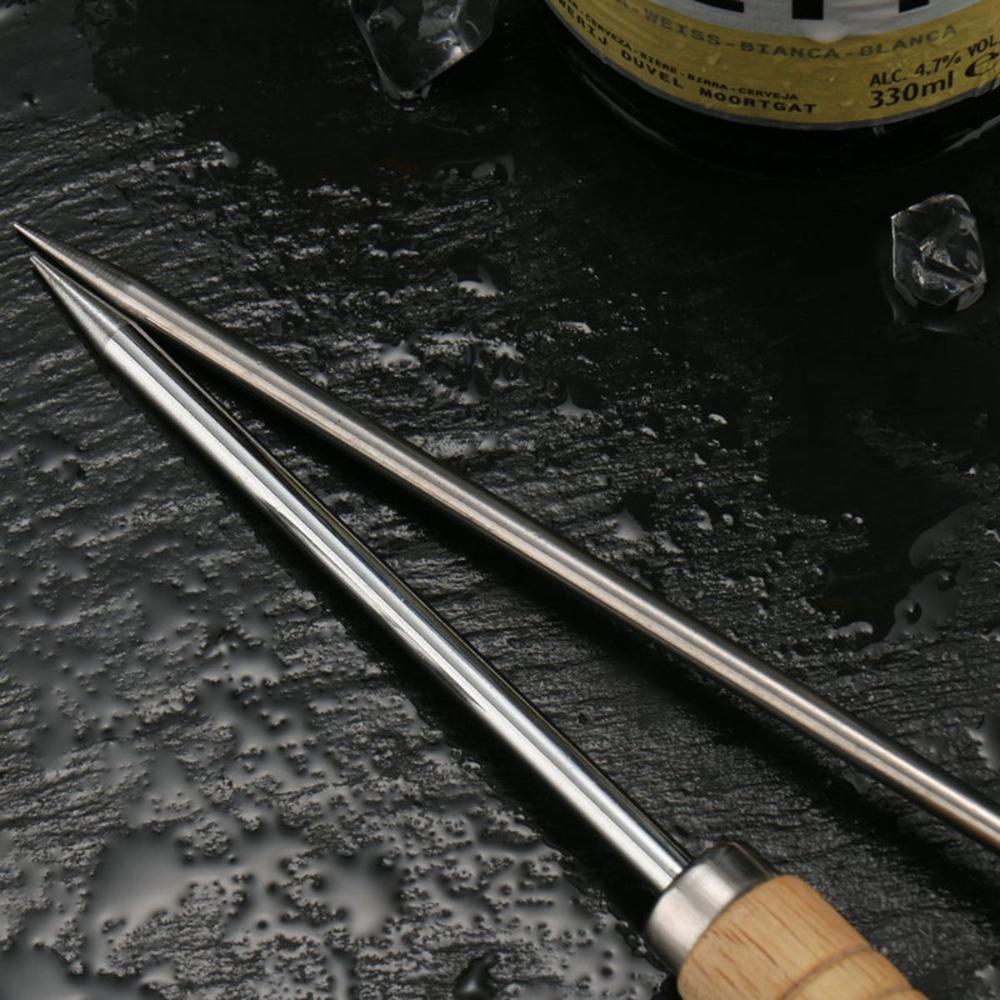 Cocktail Wooden Handle Safety Ice Crusher Stainless Steel Punch Bar Tools