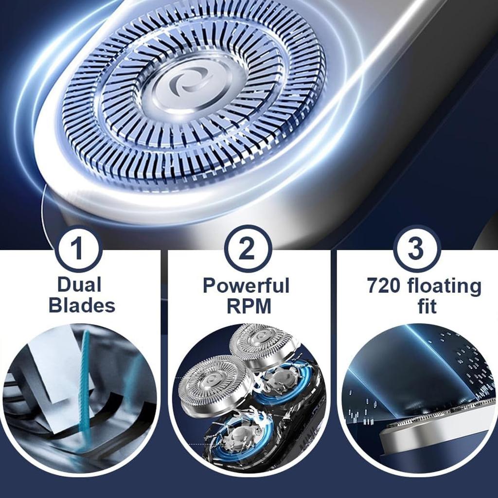 Электрическая портативная перезаряжаемая бритва для путешествий с двумя головками