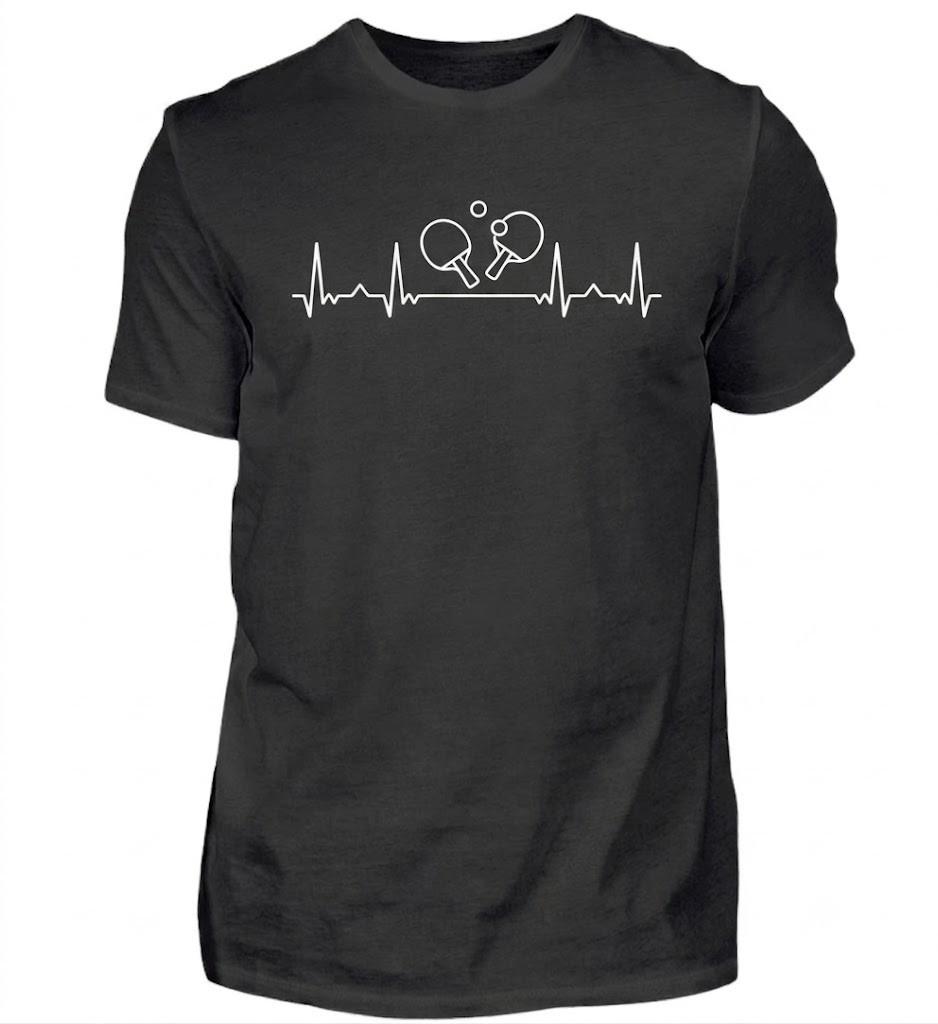 Table Tennis Bat Heartbeat Table Tennis Backhand Black TShirt