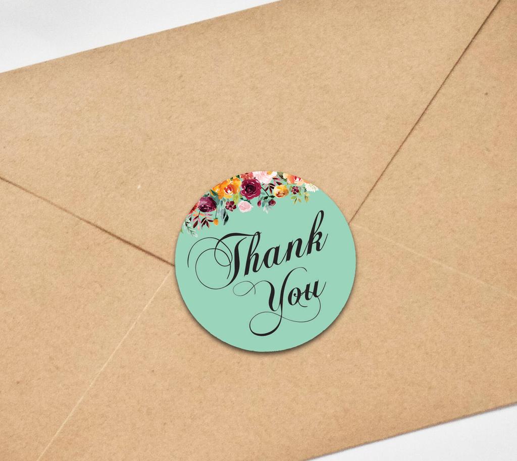 Дорогой сувенир 45 шт. фуксия розовый круглый цветочный спасибо наклейки DIY конверт уплотнения-1,6