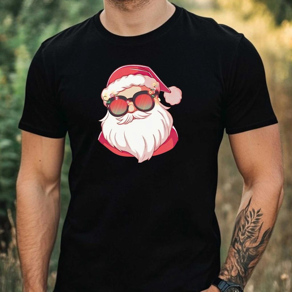 T-Shirt Herren Retro Lustiger Weihnachtsmann Motiv Baumwolle Größe XS bis 5XL