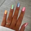 24pcs Pastel Aurora Press-On Nails, Rainbow Glossy False Nails Trendy Full Cover Nail Decorations For Women Summer Party