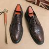 Мужская кожаная обувь Британская мода Кожаная обувь Брок мужская низкая повседневная обувь на шнуровке маленькая кожаная обувь