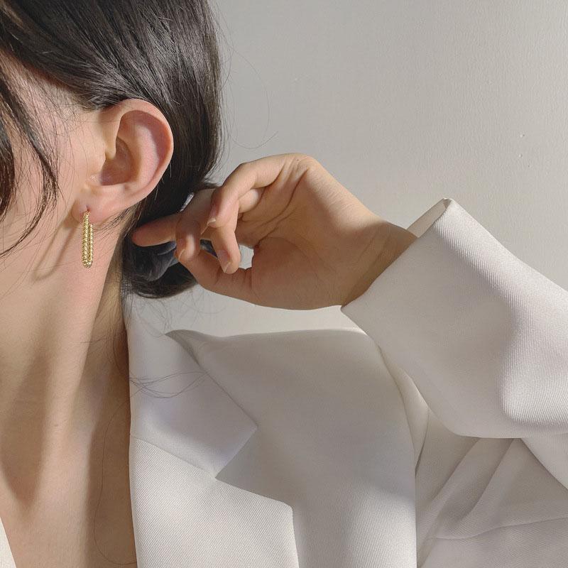 ANENJERY U-образные серьги для женщин, простые французские серьги-кольца из витой веревки, букле д'орей, серебристого цвета