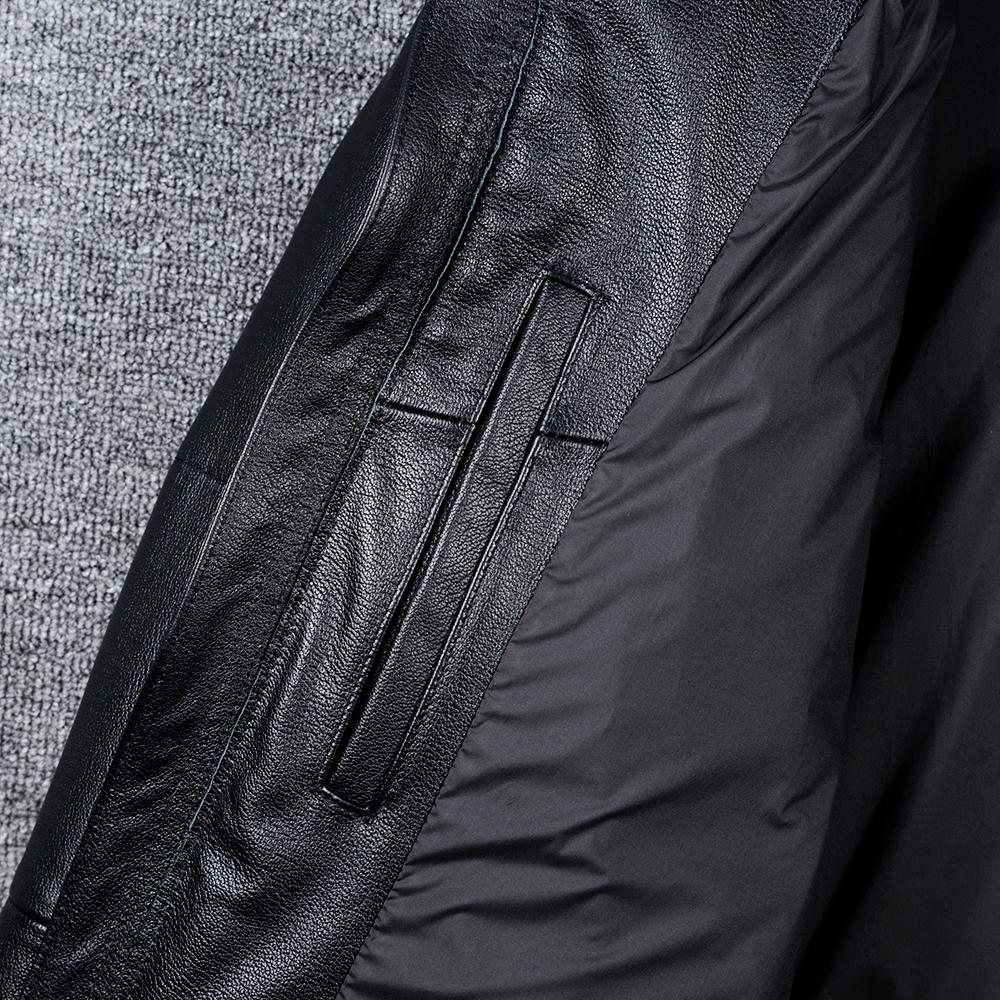 Мужское пальто из натуральной коровьей кожи с широкими плечами, толстое и мягкое, на утином пуху, со съемным капюшоном, теплая зимняя куртка, кожа коровьей шкуры, мужская одежда