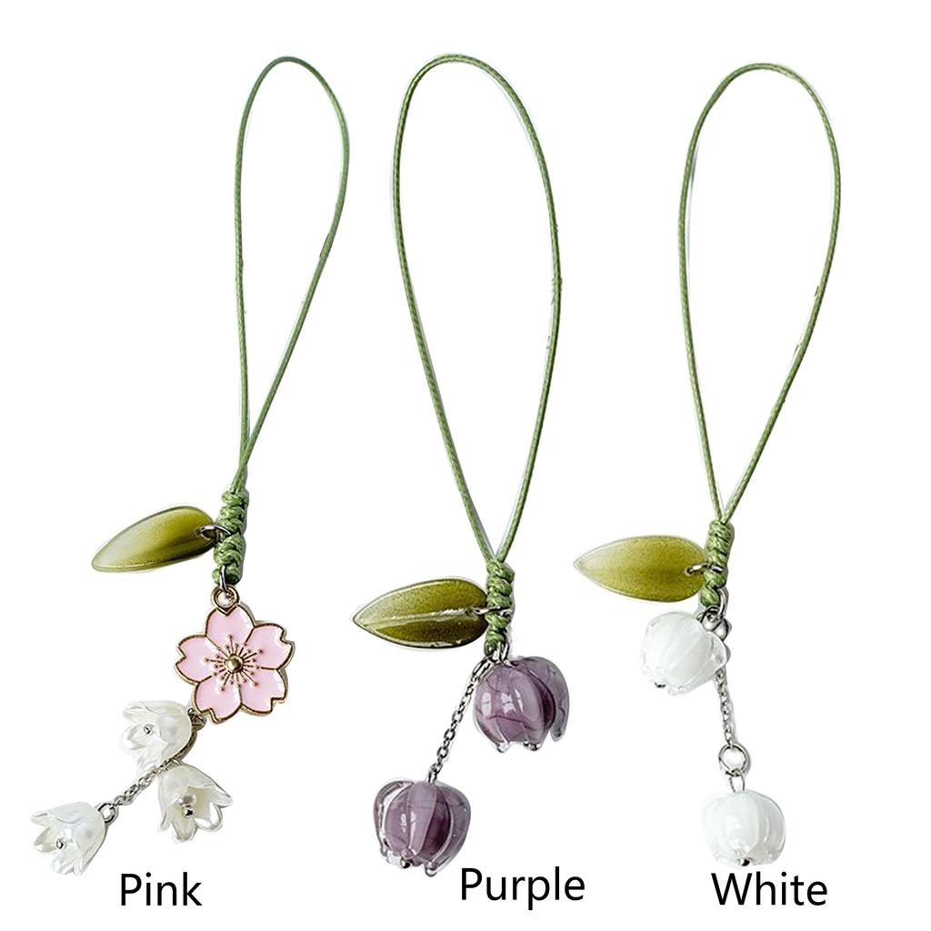 Цветы Ремешок Брелок Подвеска Брелок для ключей от машины Подвесное украшение Тюльпан Подвески для телефона для сумочки Кошелька Сумки Украшения