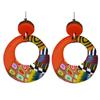 [R6443] - Artisanal Earrings 'Columbine & Harlequin' Orange Multicolor - 40x30 Mm