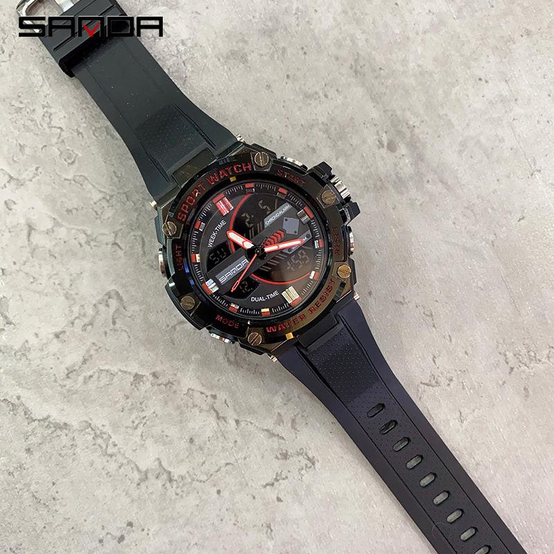 SANDA Новые электронные мужские часы, модный тренд, светящийся водонепроницаемый и противоударный будильник для занятий спортом на открытом воздухе