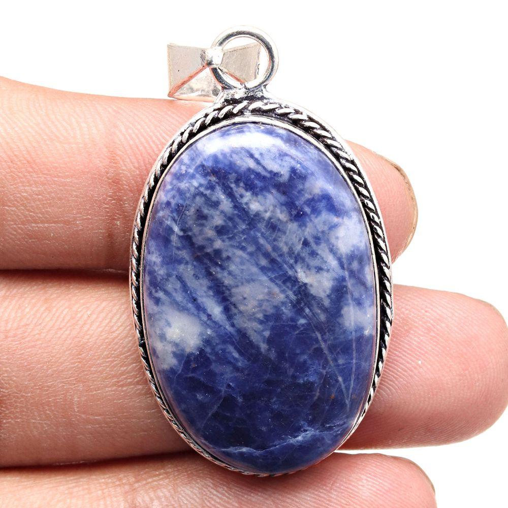 Pendant Sodalite Gemstone Gift For Her Silver Jewelry 2"