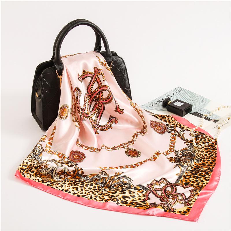 Fashion Hijab Scarf For Women Print Silk Satin Hair Scarfs Kerchief 90*90cm Square Neckerchief Headband Scarves For Ladies