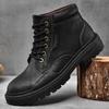 Мужские ботинки Теплые зимние мужские туфли Кожаные Мужские повседневные кроссовки На шнуровке Обувь на платформе Модные Теплые Снежные Мотоциклетные ботинки