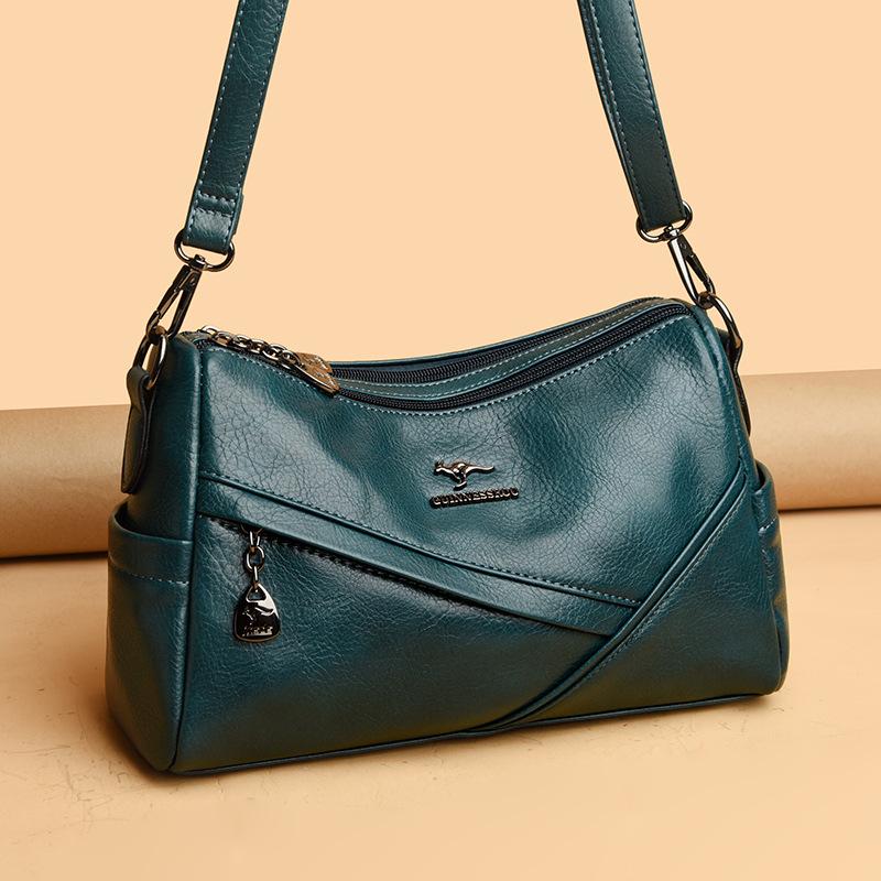 Single-shoulder Crossbody Women's Bag Large-capacity Casual Cowhide Textured Pillow Bag