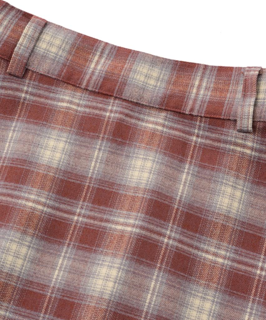 Visual Collector Fur Check Long Skirt [Vintage Red]