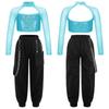 Kids Girls Casual Outfits Long Sleeve Mock Neck Crop Top with Elastic Waistband Pants for Hip-hop Street Dance