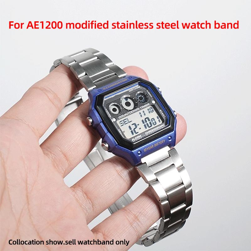 AE1200 Ремешок из нержавеющей стали Для часов Casio Маленький квадратный 3299 AE-1200WH/1300WH W-218 AE 1200 металлический ремешок Браслет наручный 18 мм
