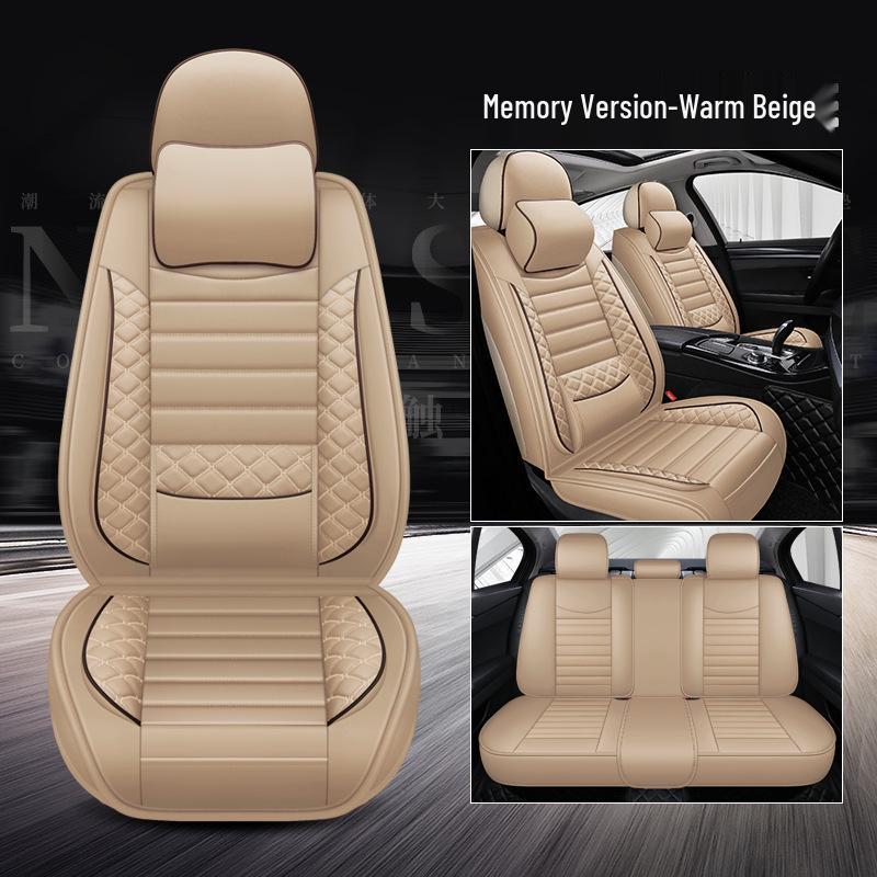 2022 All-Season Full Leather Car Seat Cushion with Fixed Waist Design