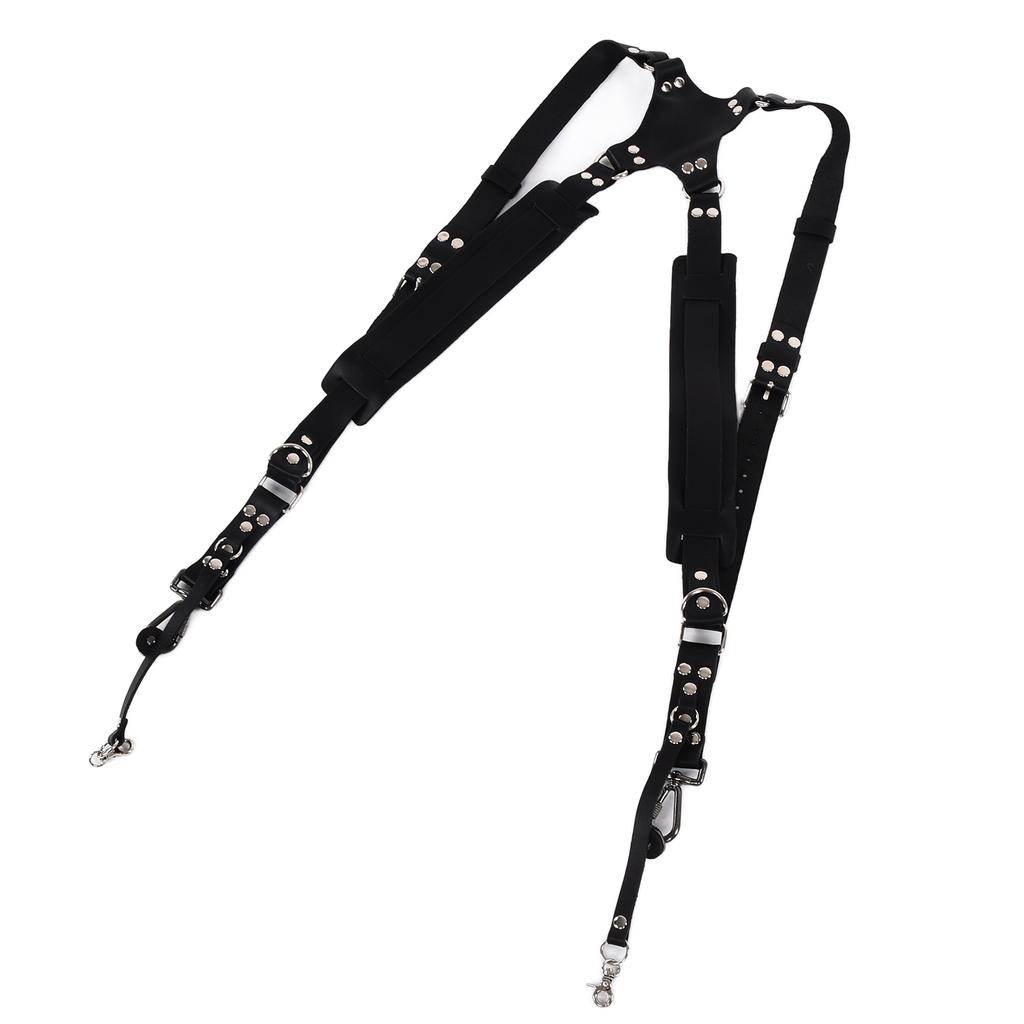 Leather Camera Strap Dual Shoulder Snapshot Harness Adjustable Multifunctional Camera Accessories for SLR CameraBlack