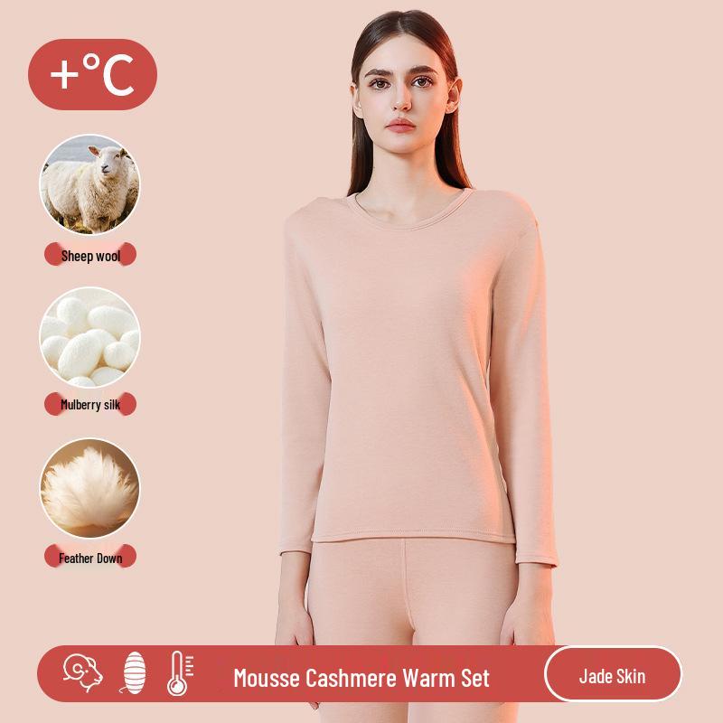 Мужской и женский ультратолстый базовый слой из мериносовой шерсти: Теплый, приятный к коже комплект с круглым вырезом для осени и зимы