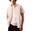 Cho'ziluvchan Slim Fit Uchi o'tkir yoqali Qisqa yengli Ko'ylak Erkaklar ko'ylaklari Oqish 40EM128-230
