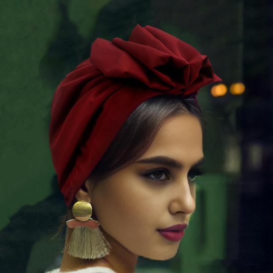 Тюрбан шляпа ретро французский стиль цветочный декор женская шляпа однотонный цвет дышащий