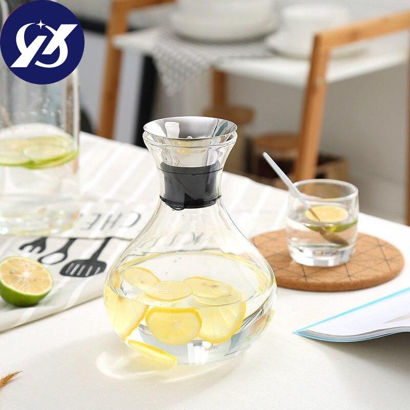 Прозрачный стеклянный графин 1 л/1,5 л с крышкой из нержавеющей стали, графин для вина, термостойкий кувшин для молочного сока, подарки, бутылка для воды, чайник